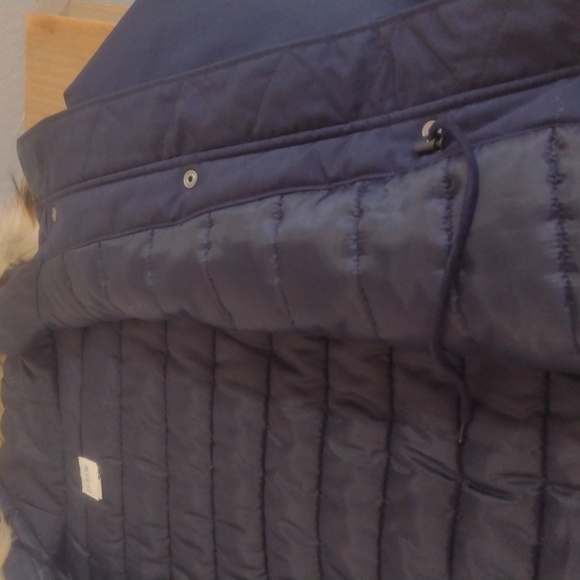 J Crew Factory Navy Faux Fur Trim Winter Parka Size M Like New - Picture 14 of 15